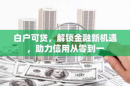 漳州白户可贷，解锁金融新机遇，助力信用从零到一