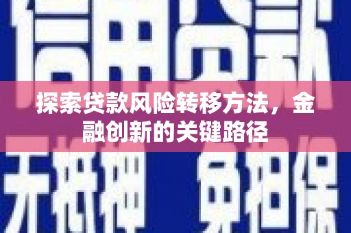 漳州探索贷款风险转移方法，金融创新的关键路径