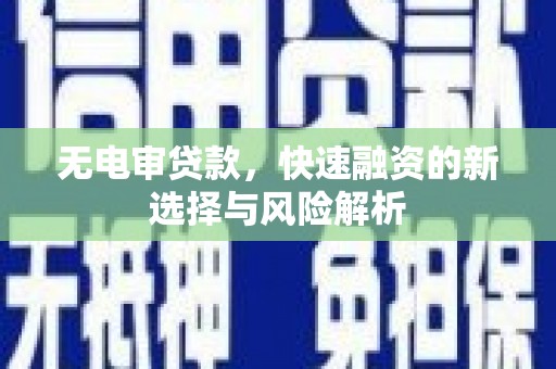 漳州无电审贷款，快速融资的新选择与风险解析