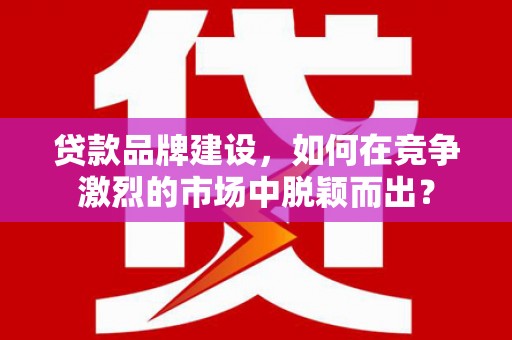 漳州贷款品牌建设，如何在竞争激烈的市场中脱颖而出？