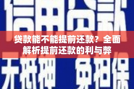 漳州贷款能不能提前还款？全面解析提前还款的利与弊