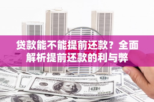 漳州贷款能不能提前还款？全面解析提前还款的利与弊