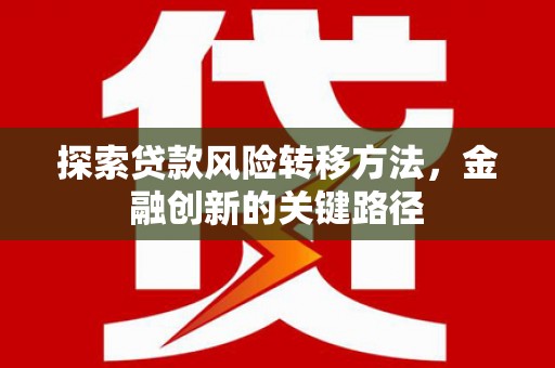 漳州探索贷款风险转移方法，金融创新的关键路径