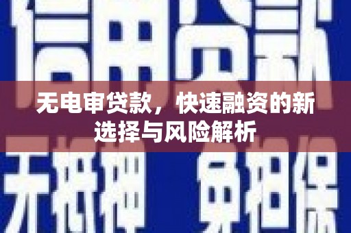 漳州无电审贷款，快速融资的新选择与风险解析